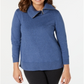 Karen Scott Women's Cotton Zip Neck Sweater Blue Size X-Large
