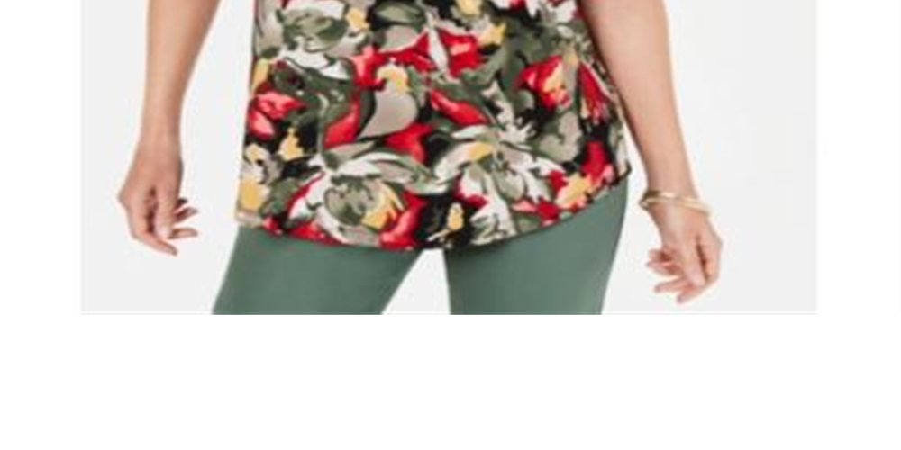 JM Collection Women's Printed Top Green Size PP