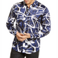 INC International Concepts Men's Satin Printed Button Down Shirt Blue Size 2XB