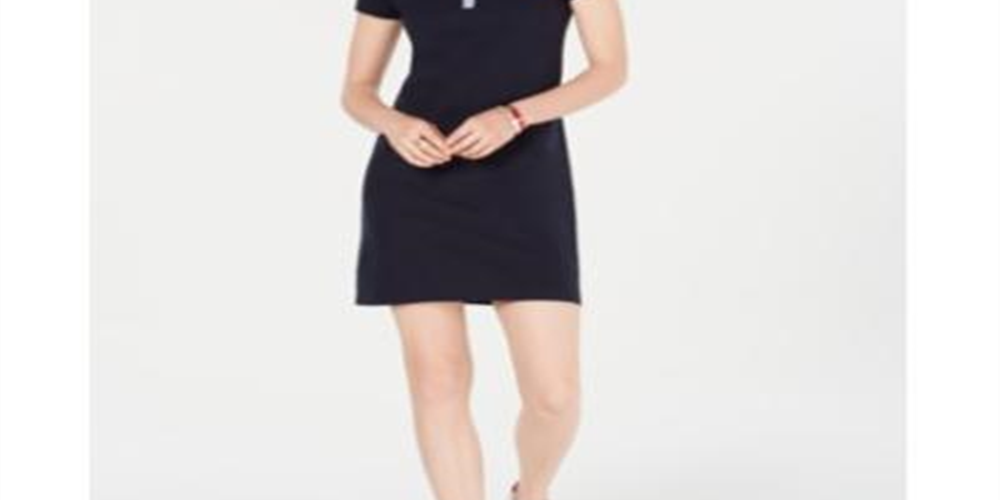 Tommy Hilfiger Women's Short Sleeve Polo Dress Black Size Large
