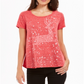 Style & Co Women's Reindeer Graphic Print T-Shirt Red Size Petite X-Large