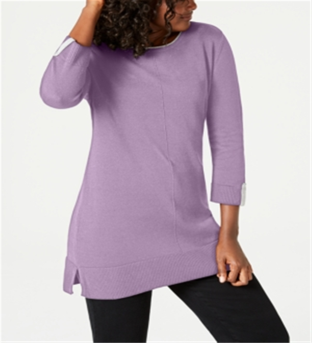 Karen Scott Women's Cotton Sweater Purple Size X-Small