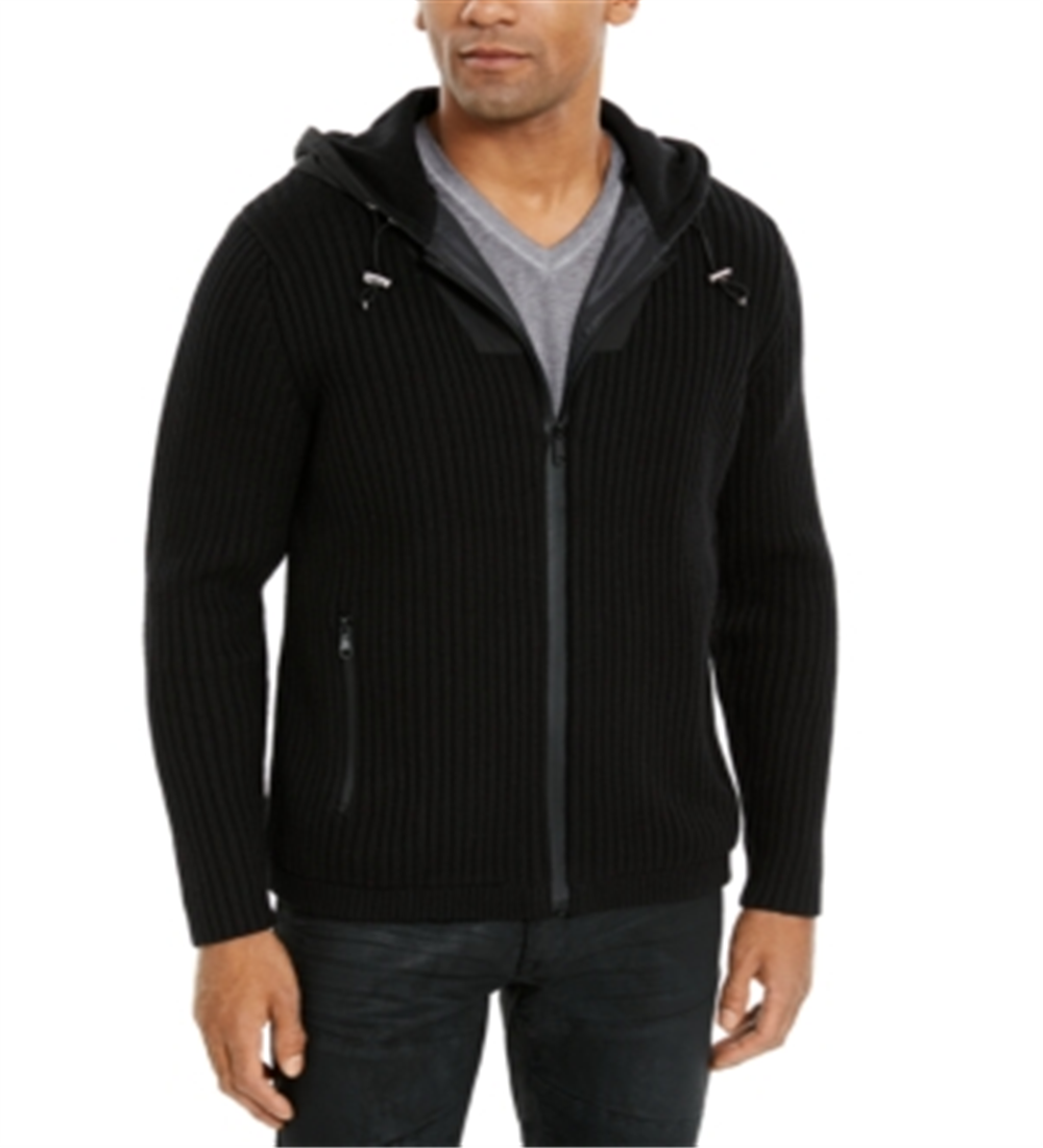 INC International Concepts Men's Jacket Full Zip Casting Hooded Black Size X-Small