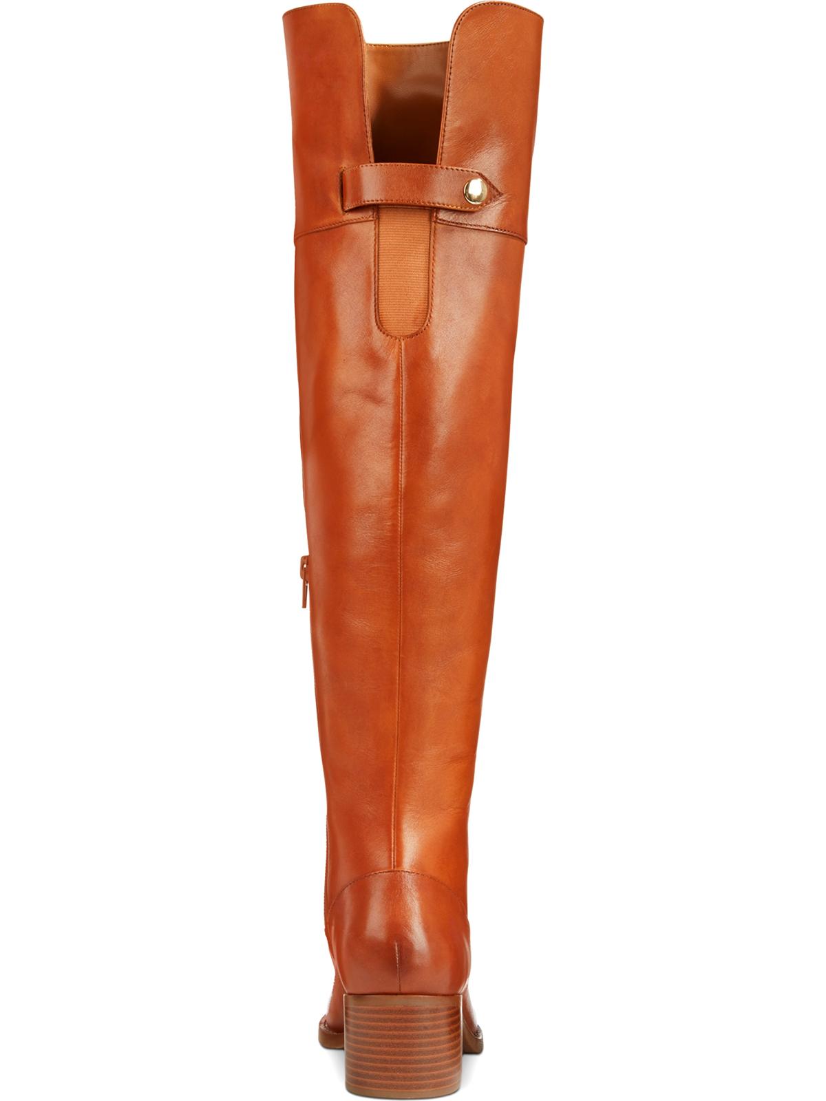 INC International Concepts Women's Karmenn Leather Tall Over the Knee Boots Brown Size 6.5 M