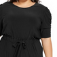 NY Collection Women's Plus Stretch Puff Sleeves Jumpsuit Black Size 2X