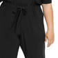 NY Collection Women's Plus Stretch Puff Sleeves Jumpsuit Black Size 2X