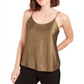 Bar III Women's Chiffon Metallic Foil Top Yellow Size XX-Small