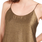 Bar III Women's Chiffon Metallic Foil Top Yellow Size XX-Small