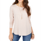 Style & Co Women's Speckled Shimmer Top Brown Size Large