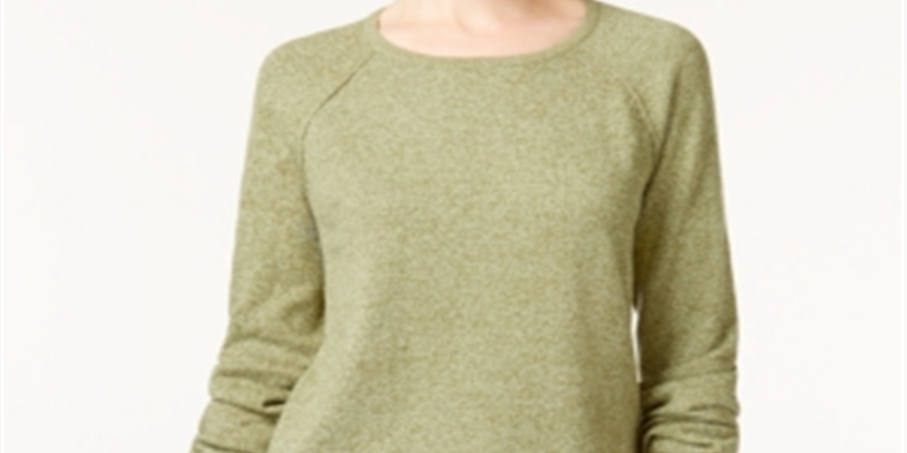 Karen Scott Women's Cotton Marled Curved Hem Top Green Size XX-Large