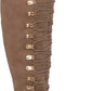 Journee Collection Women's Zip Elastic Laces Wide Calf Comfort Trill Round Toe Stiletto Heeled Boots Brown Size 12M