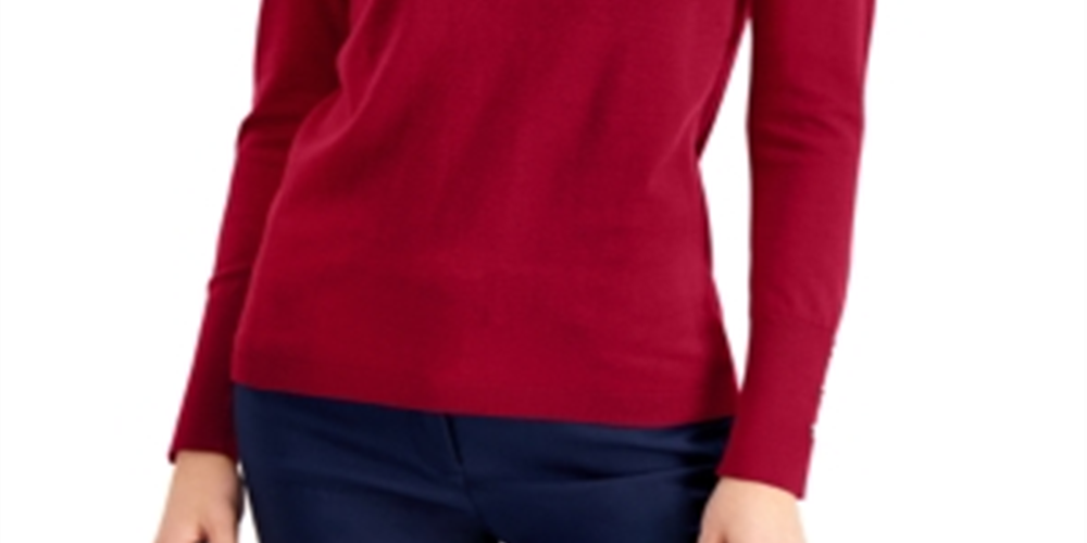 JM Collection Women's Turtleneck Sweater Red Size X-Small