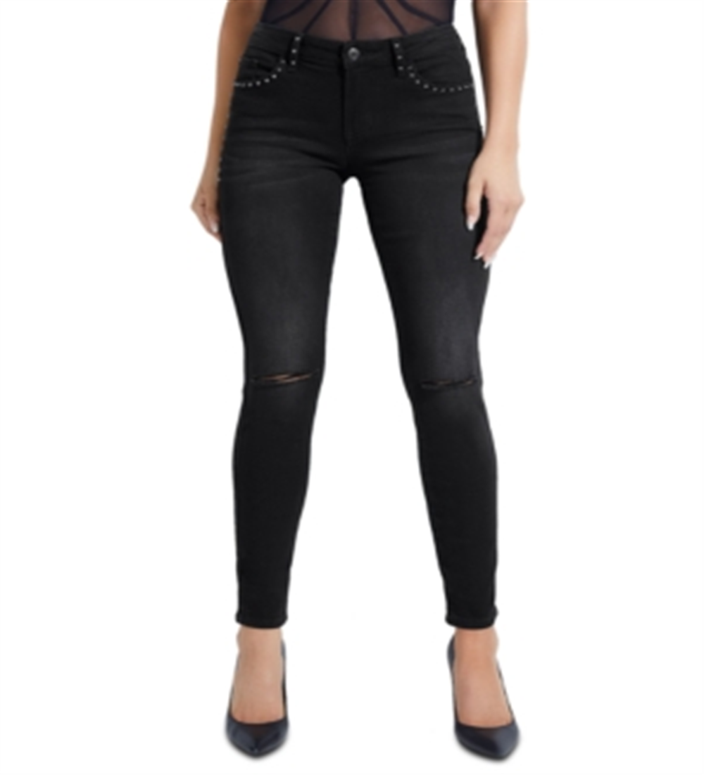 Guess Women's Selah Studded Curve Skinny Jeans Black Size 30