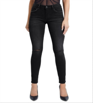 Guess Women's Selah Studded Curve Skinny Jeans Black Size 30