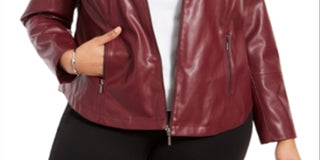 Alfani Women's Plus Faux Leather Jacket Red Size 1X