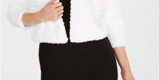 Calvin Klein Women's Faux Fur Shrug White Size Petite M