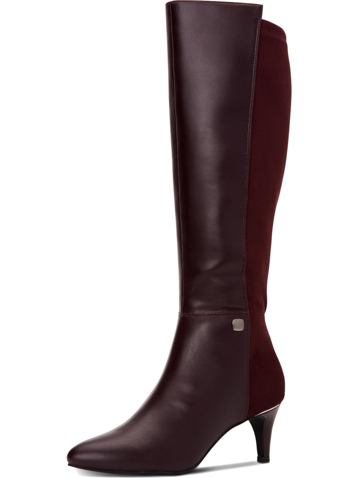 Alfani Women's Arch Support Cushioned Hakuu Almond Toe Kitten Heel Zip up Boots Red Size 7.5 M