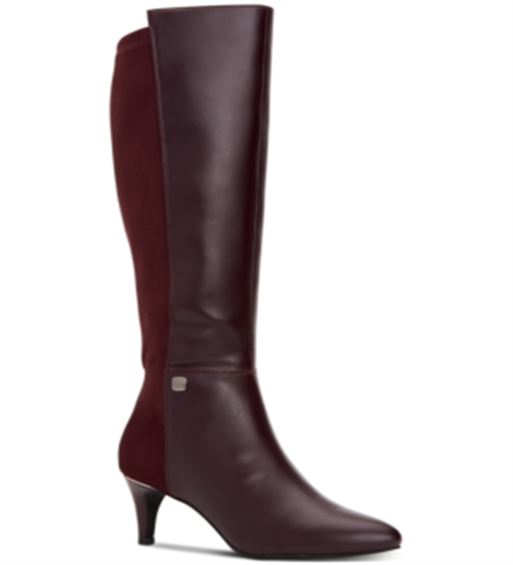 Alfani Women's Arch Support Cushioned Hakuu Almond Toe Kitten Heel Zip up Boots Red Size 7.5 M