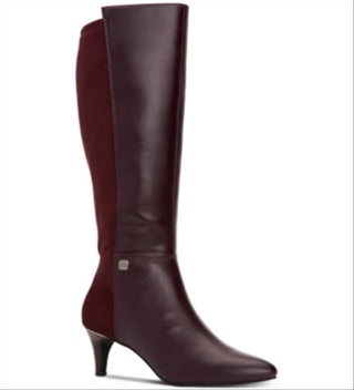 Alfani Women's Arch Support Cushioned Hakuu Almond Toe Kitten Heel Zip up Boots Red Size 7.5 M