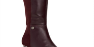 Alfani Women's Arch Support Cushioned Hakuu Almond Toe Kitten Heel Zip up Boots Red Size 7.5 M