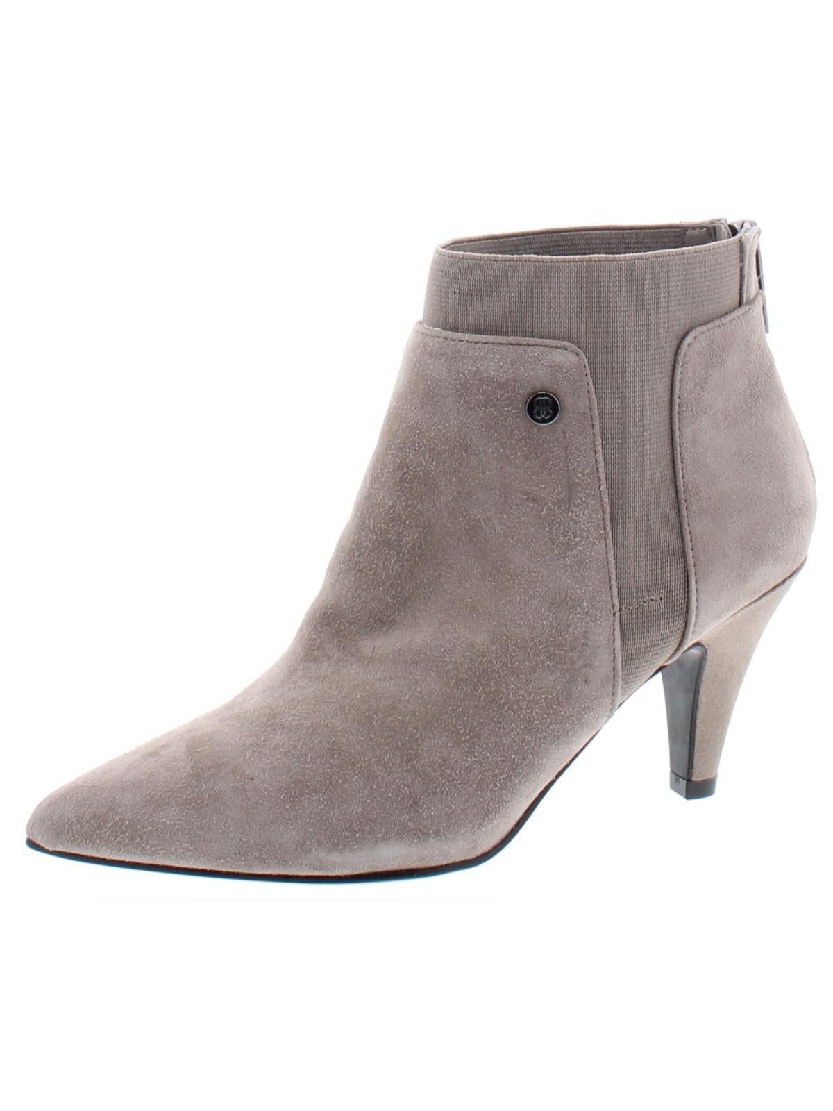 Bandolino Womens Gray Goring Cushioned Bari Pointed Toe Cone Heel Zip-up Leather Booties Brown Size 8 M