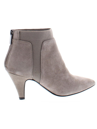 Bandolino Womens Gray Goring Cushioned Bari Pointed Toe Cone Heel Zip-up Leather Booties Brown Size 8 M