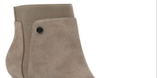 Bandolino Womens Gray Goring Cushioned Bari Pointed Toe Cone Heel Zip-up Leather Booties Brown Size 8 M