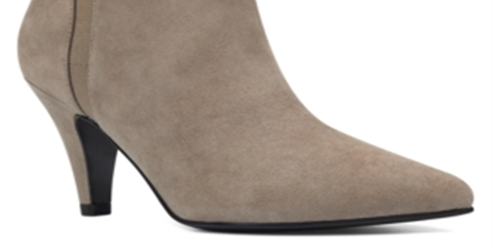 Bandolino Womens Gray Goring Cushioned Bari Pointed Toe Cone Heel Zip-up Leather Booties Brown Size 8 M