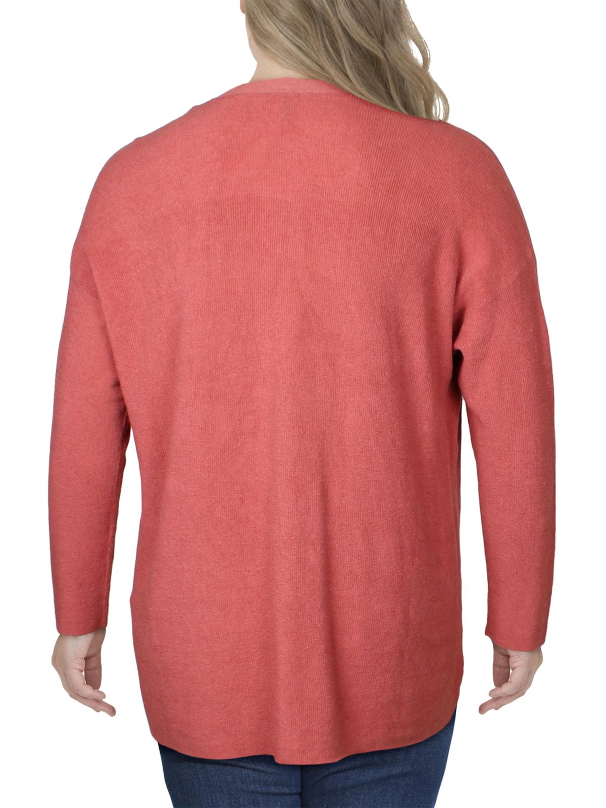 Eileen Fisher Women's Plus Linen Ribbed Cardigan Sweater Orange Size 1X