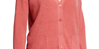 Eileen Fisher Women's Plus Linen Ribbed Cardigan Sweater Orange Size 1X