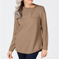Karen Scott Women's Cotton Envelope Neck Sweater Brown Size Small