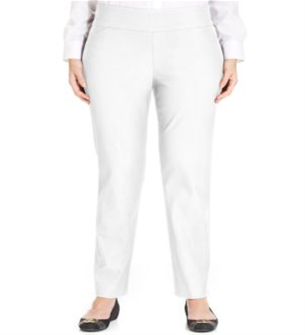 Divas Emporium Women's Cambridge Tummy Slimming Ankle Pants White 18W