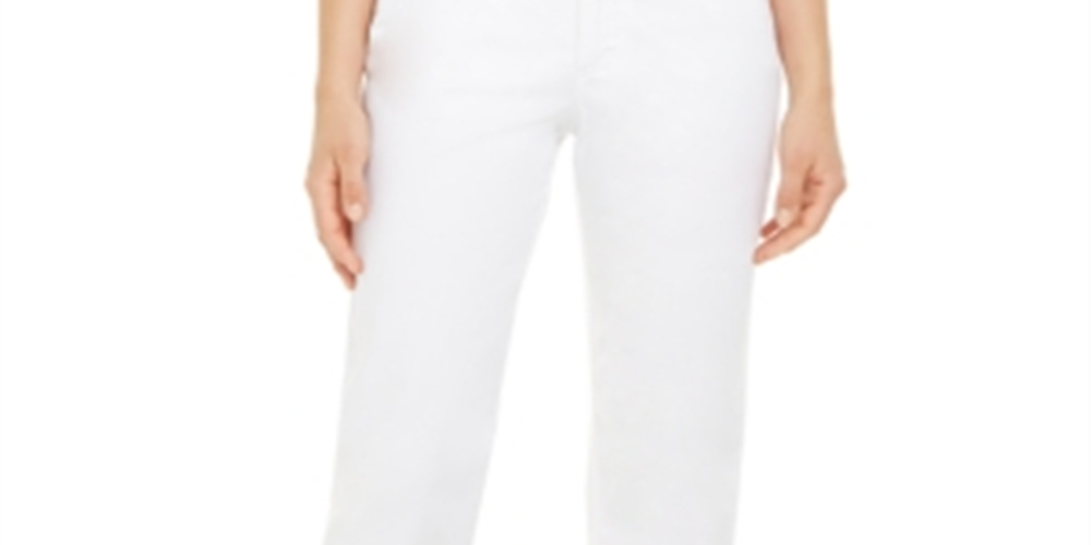 Charter Club Women's Button Cuff Tummy Control Capri Pants White Size 10