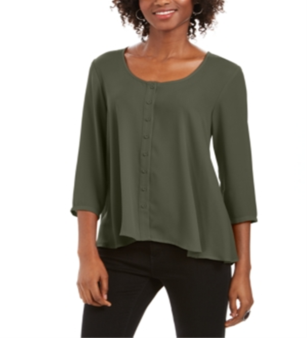 Style & Co Women's Swing Blouse Green Size Medium