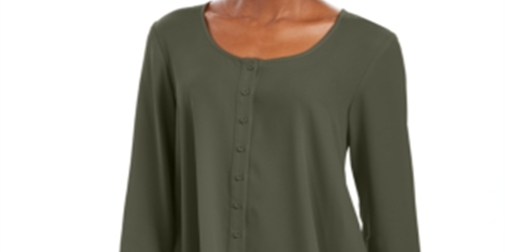 Style & Co Women's Swing Blouse Green Size Medium
