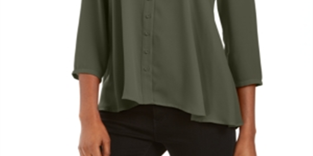 Style & Co Women's Swing Blouse Green Size Medium