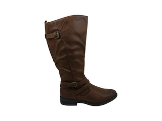 BareTraps Women's Alysha Faux Leather Wide Calf Riding Boots Brown Size 9M