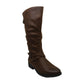 BareTraps Women's Alysha Faux Leather Wide Calf Riding Boots Brown Size 9M