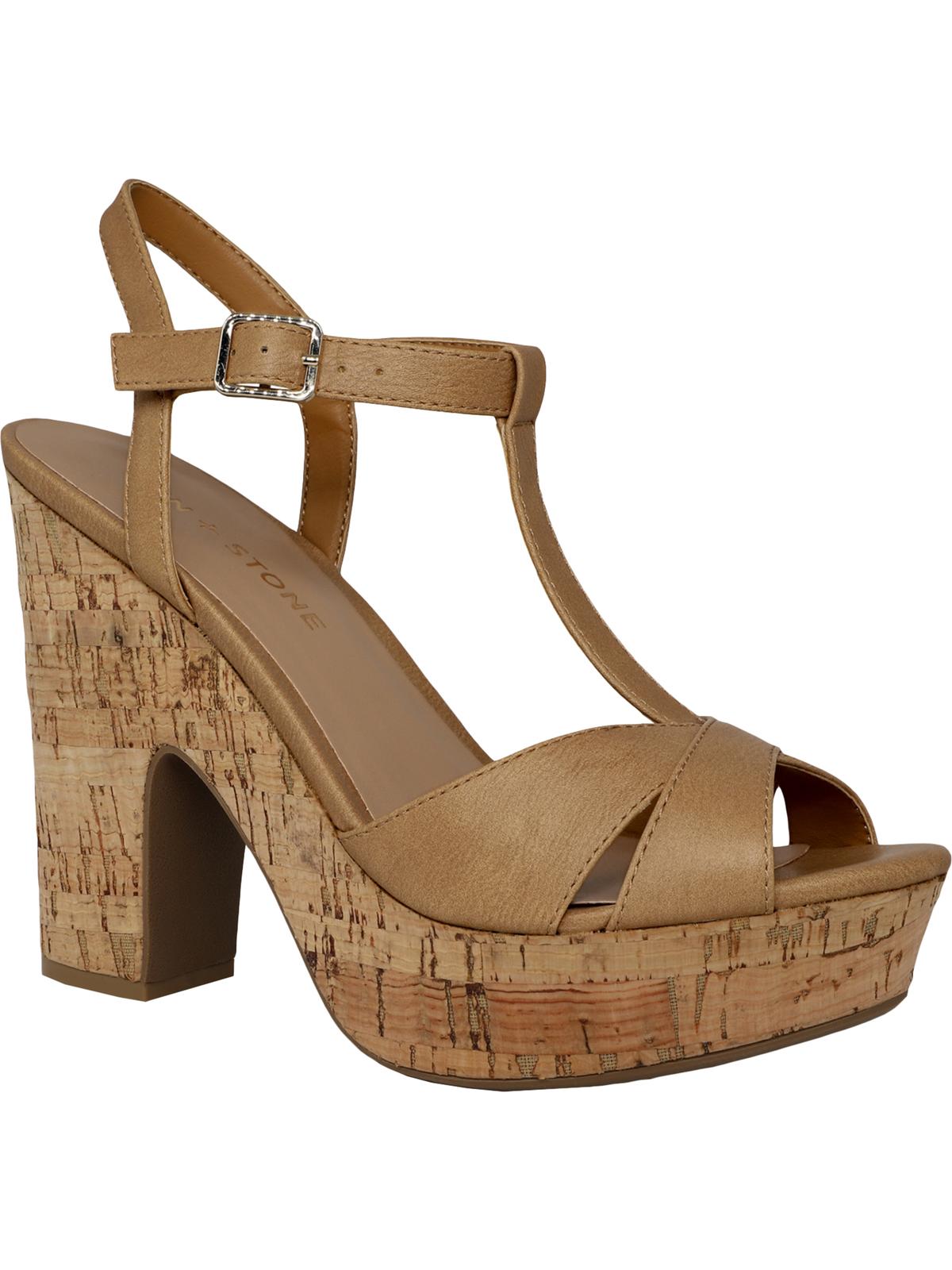 Sun + Stone Women's Jamie Platform Open Toe Heel Sandals Tan Size 9.5 M