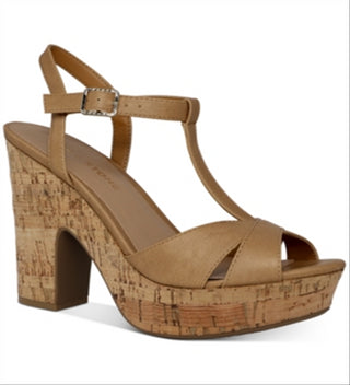 Sun + Stone Women's Jamie Platform Open Toe Heel Sandals Tan Size 9.5 M