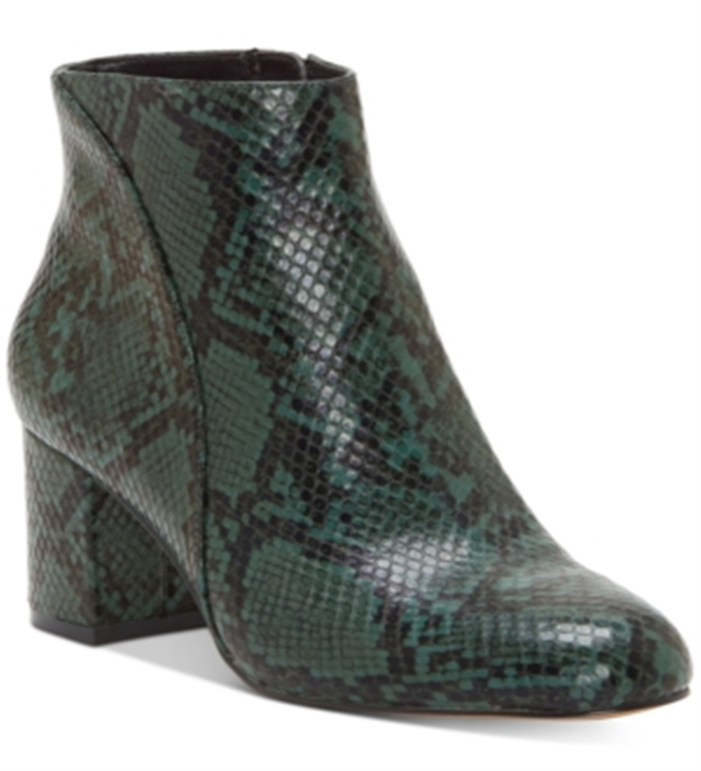 INC International Concepts Women's Floriann Leather Almond Toe Ankle Fashion Shoes Green Size 9M