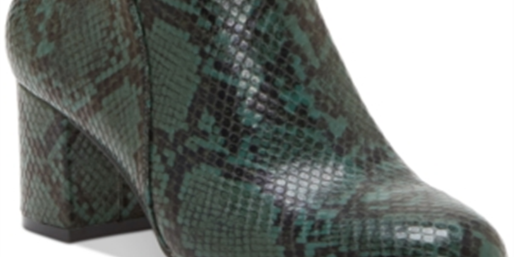 INC International Concepts Women's Floriann Leather Almond Toe Ankle Fashion Shoes Green Size 9M