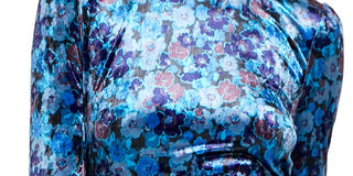 Free People Women's Heartland Velvet Floral Print MIDI Dress Blue Size Small