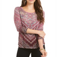 Style & Co Women's Printed Top Red Size X-Small