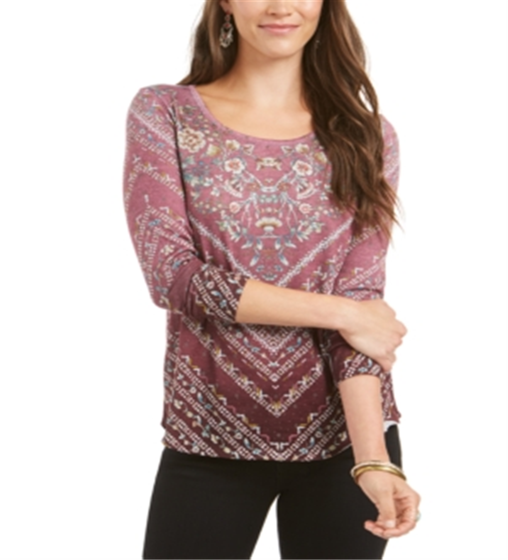 Style & Co Women's Printed Top Red Size X-Small