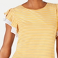 Maison Jules Women's Flutter Sleeve Striped Top Yellow Size Large