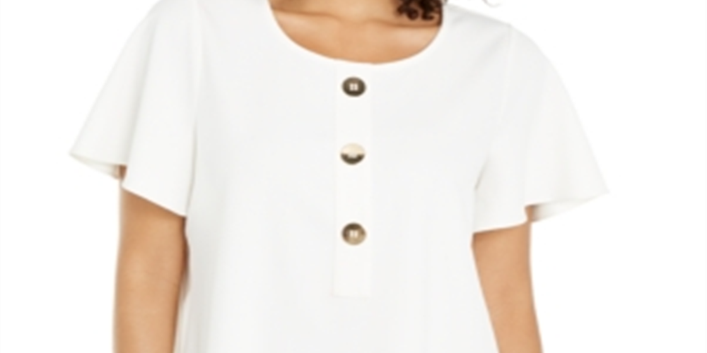 Adidas Women's Button Front Flutter Sleeve Top Brown Size Petite X-Small