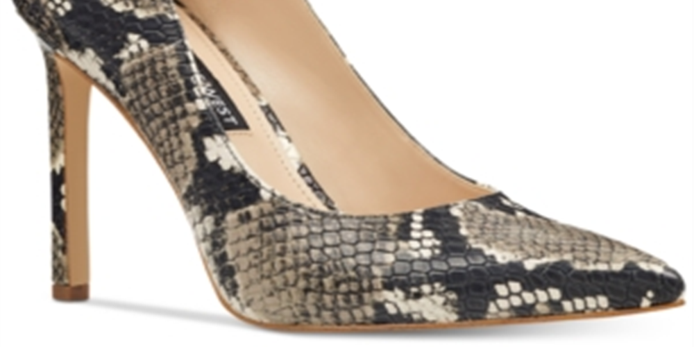 Nine West Women's Pumps Croc Embossed Tatiana Leather Pump Black Size 7 M