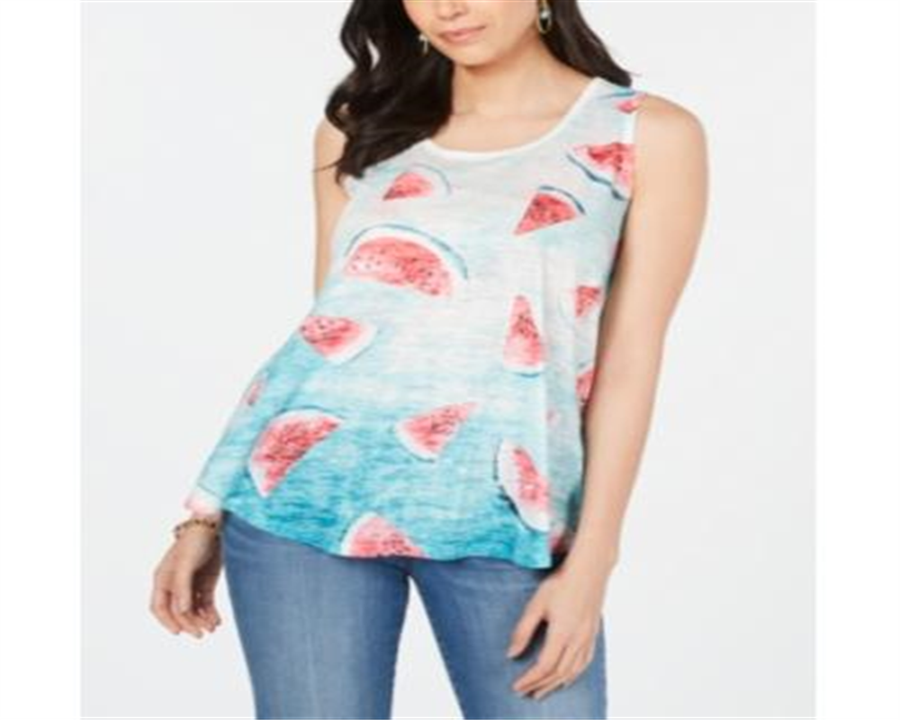 Style & Co Women's Graphic Print Swing Tank Top White Size X-Large