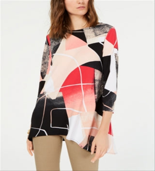 Alfani Women's Printed Swing Top Pink Size Petite Small